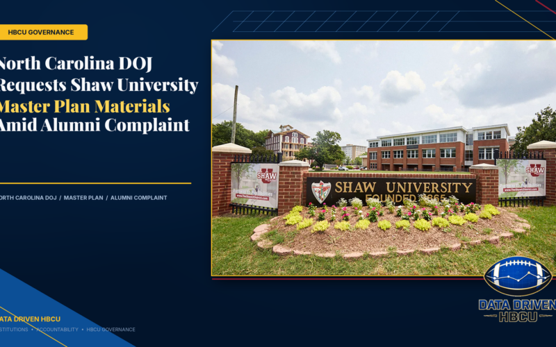 North Carolina DOJ Requests Shaw University Master Plan Materials Amid Alumni Complaint